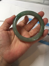 Load image into Gallery viewer, 57.2mm certified Type A 100% Natural icy watery dark green gray Jadeite Jade bangle PC15-0368