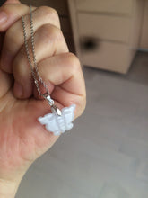 Load image into Gallery viewer, 100% Natural type A icy watery light green purple white 3D Jadeite Jade butterfly pendant BG47