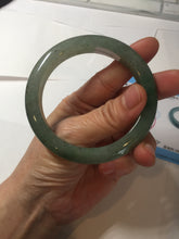 Load image into Gallery viewer, 57.2mm certified Type A 100% Natural icy watery dark green gray Jadeite Jade bangle PC15-0368
