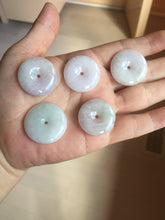 Load image into Gallery viewer, 23-26mm Type A 100% Natural light purple green yellow white Jadeite Jade Safety Guardian Button donuts Pendant group BP65