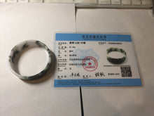Load image into Gallery viewer, 48mm certified 100% natural type A dark green white purple Snowy Pine Forest square style jadeite bangle BH114-6910