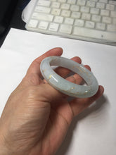 Load image into Gallery viewer, 53mm 100% natural Type A light green white carved and golden-painted jadeite jade bangle PJ61