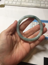 Load image into Gallery viewer, 55.8mm Certified Type A 100% Natural green/blue with green floating flowers slim round cut Jadeite bangle PB237-9550