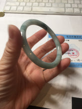 Load image into Gallery viewer, 55.8mm Certified Type A 100% Natural green/blue with green floating flowers slim round cut Jadeite bangle PB237-9550