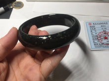 Load image into Gallery viewer, 61.9mm 100% Natural dark green/black meteorite Stellar Night sky nephrite bangle HN29-7604