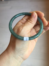 Load image into Gallery viewer, 59.2mm Certified Type A 100% Natural deep sea dark green/blue/gray/black snowy Guatemala slim round cut Jadeite bangle PC105-1029