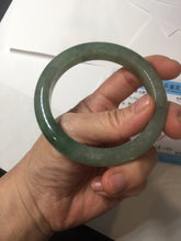 Load image into Gallery viewer, 57.2mm certified Type A 100% Natural icy watery dark green gray Jadeite Jade bangle PC15-0368