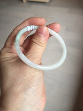 Load image into Gallery viewer, 51mm certified 100% natural type A icy watery light green/white slim oval round cut jadeite jade bangle AD105-8115
