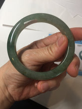 Load image into Gallery viewer, 57.2mm certified Type A 100% Natural icy watery dark green gray Jadeite Jade bangle PC15-0368