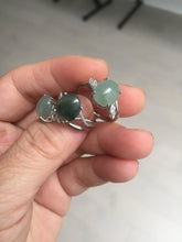 Load image into Gallery viewer, 100% natural type A icy watery green dark green four-prong jadeite jade ring group BP144
