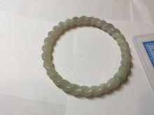 Load image into Gallery viewer, 60.5mm Certified Type A 100% Natural Green, Gray, Brown & Black Flying Dandelion Vintage Twist Style Nephrite Jade Bangle JT7-1199
