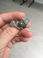 Load image into Gallery viewer, 100% natural type A icy watery green dark green four-prong jadeite jade ring group BP144