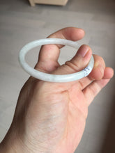 Load image into Gallery viewer, 51mm certified 100% natural type A icy watery light green/white slim oval round cut jadeite jade bangle AD105-8115