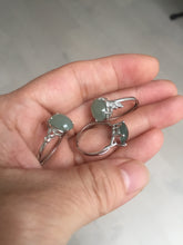 Load image into Gallery viewer, 100% natural type A icy watery green dark green four-prong jadeite jade ring group BP144