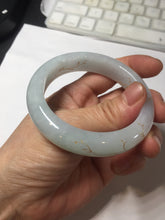 Load image into Gallery viewer, 53mm 100% natural Type A light green white carved and golden-painted jadeite jade bangle PJ61