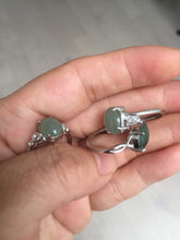Load image into Gallery viewer, 100% natural type A icy watery green dark green four-prong jadeite jade ring group BP144