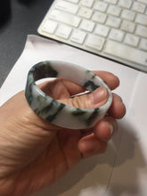 Load image into Gallery viewer, 48mm certified 100% natural type A dark green white purple Snowy Pine Forest square style jadeite bangle BH114-6910