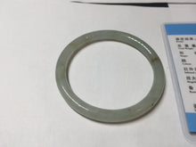 Load image into Gallery viewer, 54.7mm Certified type A 100% Natural light green gray black slim round cut Jadeite bangle PA193-2468