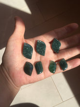 Load image into Gallery viewer, 100% natural type A Guatemala jadeite jade icy watery green black gray with flying snow Willow leaf pendant group BP64