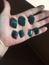 Load image into Gallery viewer, 100% natural type A Guatemala jadeite jade icy watery green black gray with flying snow Willow leaf pendant group BP64