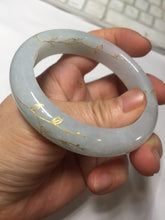 Load image into Gallery viewer, 53mm 100% natural Type A light green white carved and golden-painted jadeite jade bangle PJ61