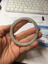 Load image into Gallery viewer, 54.7mm Certified type A 100% Natural light green gray black slim round cut Jadeite bangle PA193-2468