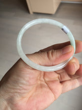 Load image into Gallery viewer, 51mm certified 100% natural type A icy watery light green/white slim oval round cut jadeite jade bangle AD105-8115