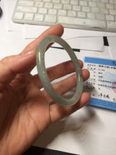 Load image into Gallery viewer, 54.7mm Certified type A 100% Natural light green gray black slim round cut Jadeite bangle PA193-2468