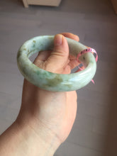 Load image into Gallery viewer, 59.2mm Type A 100% Natural light green brown chubby jadeite jade bangle G55
