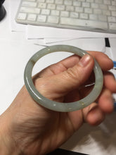 Load image into Gallery viewer, 54.7mm Certified type A 100% Natural light green gray black slim round cut Jadeite bangle PA193-2468
