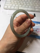 Load image into Gallery viewer, 54.7mm Certified type A 100% Natural light green gray black slim round cut Jadeite bangle PA193-2468