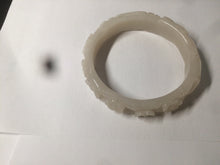 Load image into Gallery viewer, 62.3mm 100% natural pale pink/white carved Plum blossoms Quartzite (Shetaicui jade) bangle SY7