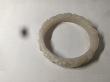 Load image into Gallery viewer, 62.3mm 100% natural pale pink/white carved Plum blossoms Quartzite (Shetaicui jade) bangle SY7