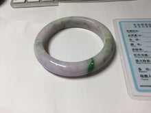 Load image into Gallery viewer, 55.6mm Certified 100% natural Type A sunny Green Yellow Light Purple(Fu Lu Shou) jadeite jade bangle PH249-0511
