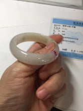Load image into Gallery viewer, 47mm certified 100% natural Type A icy watery light green yellow white oval jadeite jade bangle PC17-6671