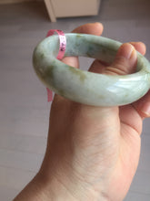 Load image into Gallery viewer, 59.2mm Type A 100% Natural light green brown chubby jadeite jade bangle G55