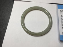 Load image into Gallery viewer, 54.7mm Certified type A 100% Natural light green gray black slim round cut Jadeite bangle PA194-2460