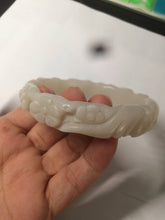Load image into Gallery viewer, 62.3mm 100% natural pale pink/white carved Plum blossoms Quartzite (Shetaicui jade) bangle SY7
