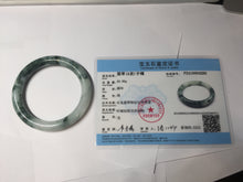 Load image into Gallery viewer, 55.5mm certified 100% natural Type A silent snow and green fire forest round cut jadeite jade bangle AA35-4285