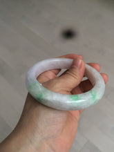 Load image into Gallery viewer, 59.5mm Certificated Type A 100% Natural white/sunny green/purple jadeite jade bangle H114-9141
