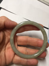 Load image into Gallery viewer, 54.7mm Certified type A 100% Natural light green gray black slim round cut Jadeite bangle PA194-2460