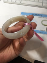 Load image into Gallery viewer, 47mm certified 100% natural Type A icy watery light green yellow white oval jadeite jade bangle PC17-6671