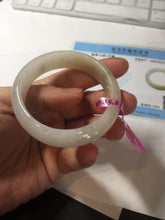Load image into Gallery viewer, 47mm certified 100% natural Type A icy watery light green yellow white oval jadeite jade bangle PC17-6671