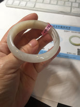 Load image into Gallery viewer, 47mm certified 100% natural Type A icy watery light green yellow white oval jadeite jade bangle PC17-6671