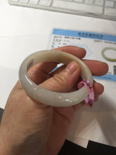 Load image into Gallery viewer, 47mm certified 100% natural Type A icy watery light green yellow white oval jadeite jade bangle PC17-6671