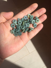Load image into Gallery viewer, 9.8-10mm 100% natural type A blue/green/yellow/gray Guatemala Jadeite Jade small safe and sound donuts button pendant group BP61 (add-on items)
