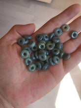 Load image into Gallery viewer, 9.8-10mm 100% natural type A blue/green/yellow/gray Guatemala Jadeite Jade small safe and sound donuts button pendant group BP61 (add-on items)