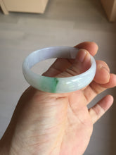 Load image into Gallery viewer, 50.5mm certified 100% natural Type A sunny green white/purple(春带彩) thin jadeite jade bangle BS165-1617