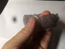 Load image into Gallery viewer, 54.6mm 100% natural light Pink/black/purple fish and lotus pods(年年有余) Quartzite (Shetaicui jade) 3D carved Bow knot bangle SY10