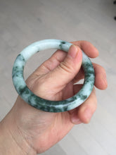 Load image into Gallery viewer, 55.5mm certified 100% natural Type A silent snow and green fire forest round cut jadeite jade bangle AA35-4285